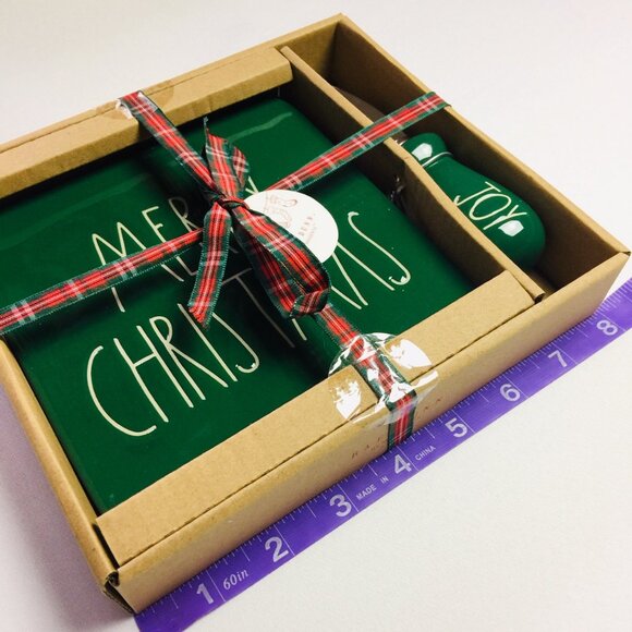 NIB Rae Dunn ‘Merry Christmas’ Serving Tray Holiday 2 Pc Gift Set - Picture 4 of 6